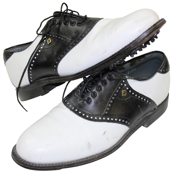 Greg Norman's Personal Worn FootJoy Premiere Classic-Dry White & Black Golf Shoes