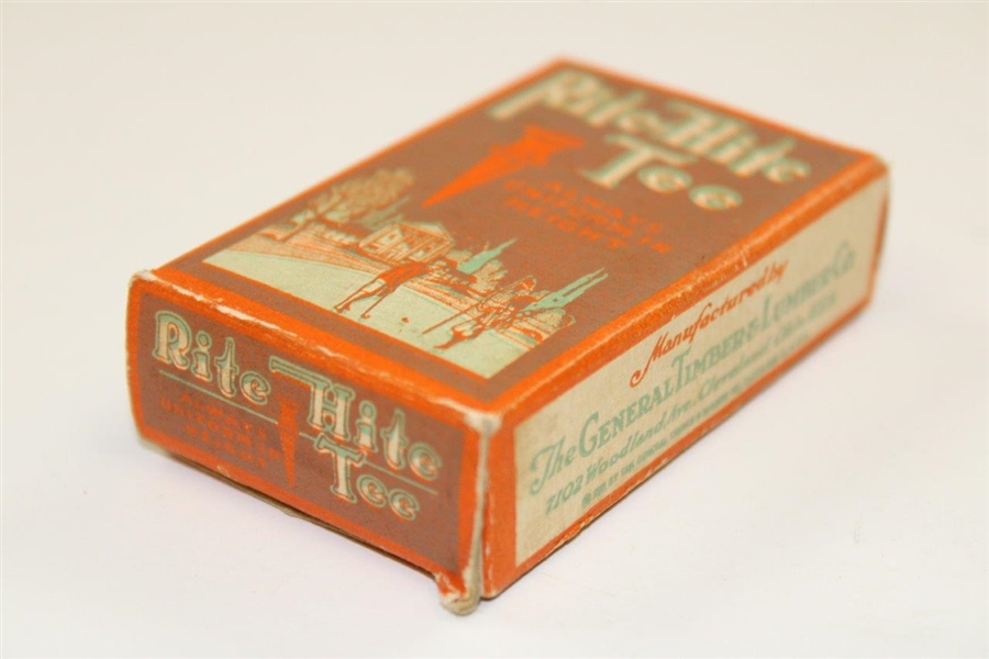 Circa 1920’s 'The Rite-Hite Tee' Manuf. By The General Timber & Lumber Co. Orange Box with 18 Tees