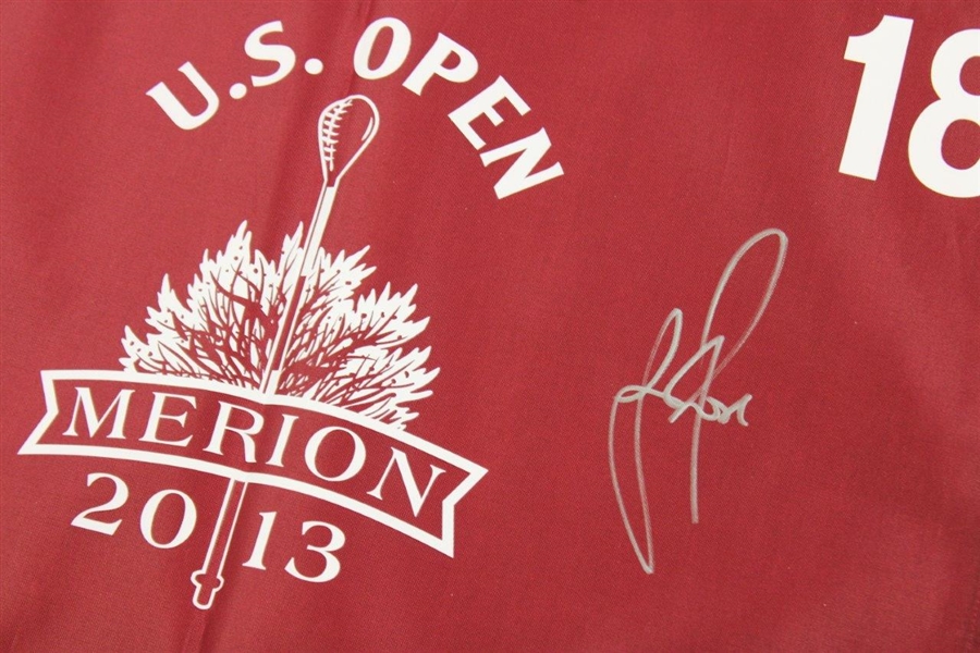 Justin Rose Signed 2013 US Open at Merion Red Screen Flag JSA ALOA