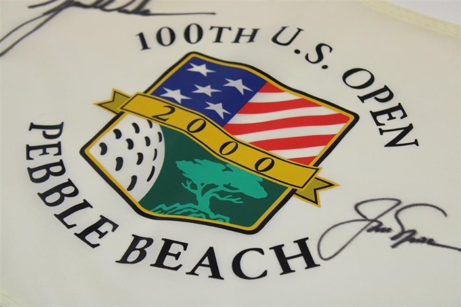 2000 Tiger Woods & Jack Nicklaus Signed 2000 US Open At Pebble Beach Flag - Tiger Slam JSA #B47348