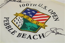 2000 Tiger Woods & Jack Nicklaus Signed 2000 US Open At Pebble Beach Flag - Tiger Slam JSA #B47348