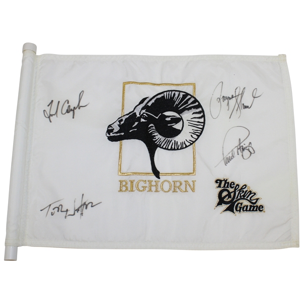 Payne Stewart, Fred Couples, Watson & Azinger Signed Skins Game at Bighorn Course Flag JSA #B58591