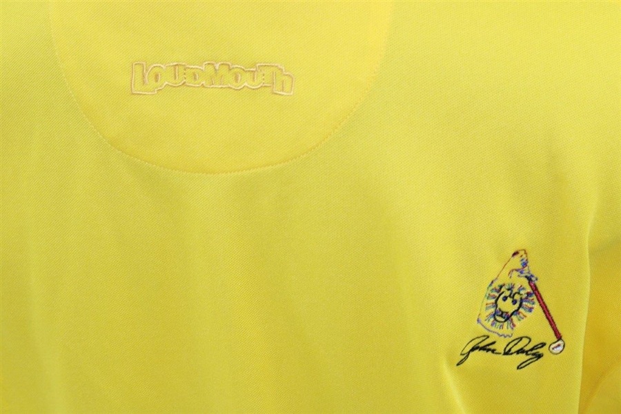 John Daly Signed Personal Match Worn Yellow Golf Shirt with Sponsors JSA ALOA