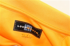 John Daly Signed Personal Match Worn Orange Golf Shirt with Sponsors JSA ALOA