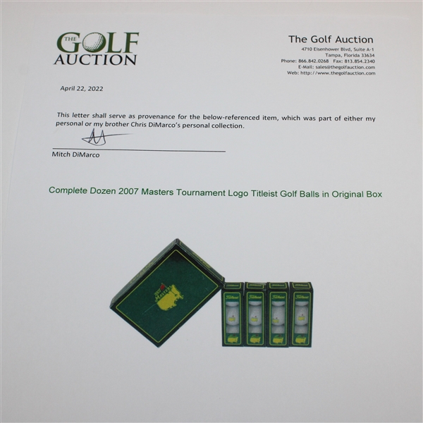 Complete Dozen 2007 Masters Tournament Logo Titleist Golf Balls in Original Box
