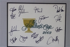 Tiger Woods, Captain Nicklaus & Team Signed 2003 The President's Cup Flag - Framed JSA ALOA