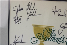Tiger Woods, Captain Nicklaus & Team Signed 2003 The President's Cup Flag - Framed JSA ALOA