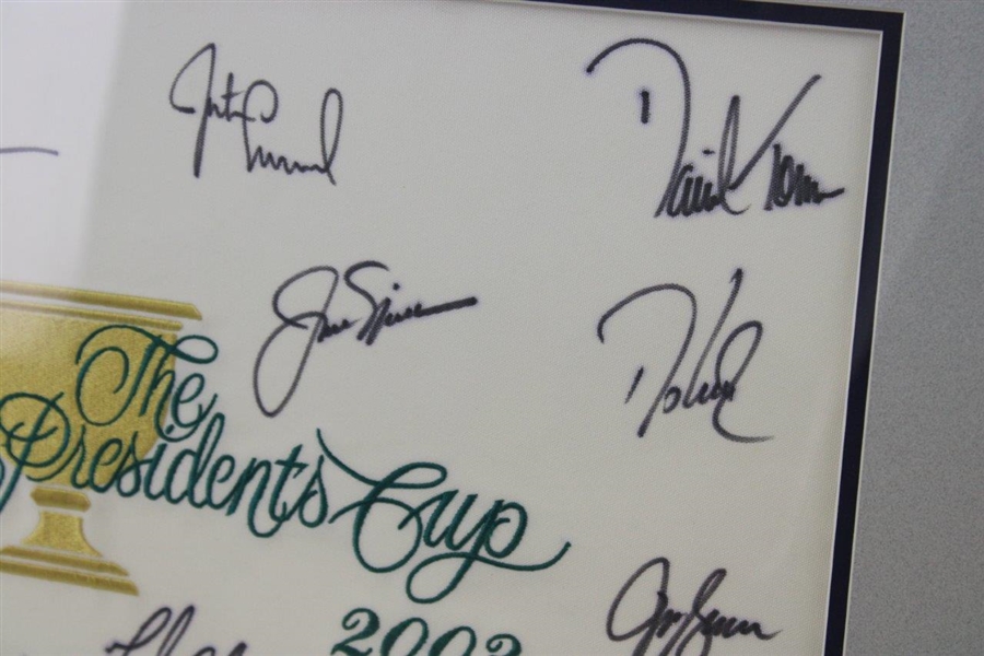 Tiger Woods, Captain Nicklaus & Team Signed 2003 The President's Cup Flag - Framed JSA ALOA
