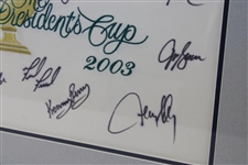 Tiger Woods, Captain Nicklaus & Team Signed 2003 The President's Cup Flag - Framed JSA ALOA