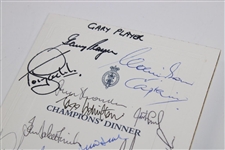 Gary Player's Signed By 21 W/Tiger 2010 @ St. Andrews Champs Dinner Menu JSA ALOA