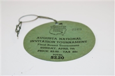 1935 Augusta National Inv. Tournament Sunday Final Rd Ticket #2769 - New Find!