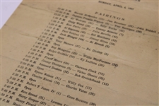1937 Augusta National Inv. Tournament Sunday Final Rd Program/Pairing Guide