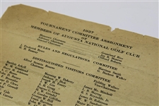 1937 Augusta National Inv. Tournament Sunday Final Rd Program/Pairing Guide