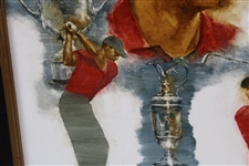 Original Tiger Woods 'Grand Slam' Oil Painting By Artist Robert Fletcher - Framed