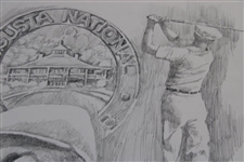 Original Ben Hogan 'Grand Slam' Pencil Sketch By Artist Robert Fletcher