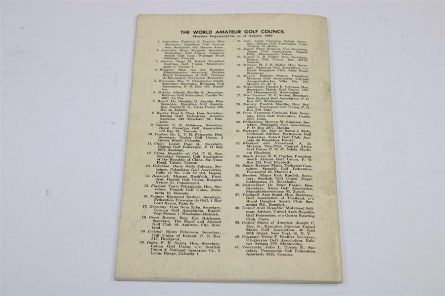 1958 World Amateur Golf Team Championship St Andrews Record Book Bobby Jones Capt.