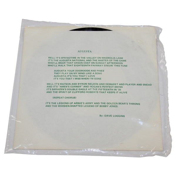 Unopened 'Augusta' Vinyl Record By Dave Loggins In Lyrics Sleeve