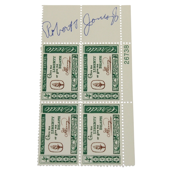 Bobby Jones Signed 'Give Me Liberty' 4 Stamp Sheet JSA ALOA