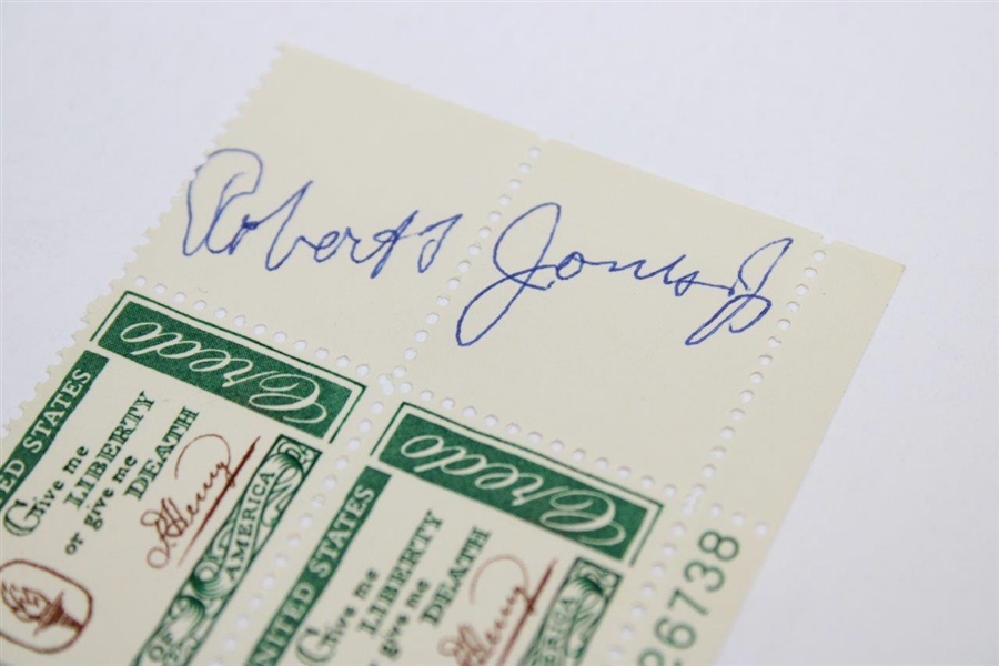 Bobby Jones Signed 'Give Me Liberty' 4 Stamp Sheet JSA ALOA