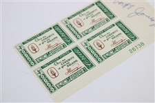 Bobby Jones Signed 'Give Me Liberty' 4 Stamp Sheet JSA ALOA