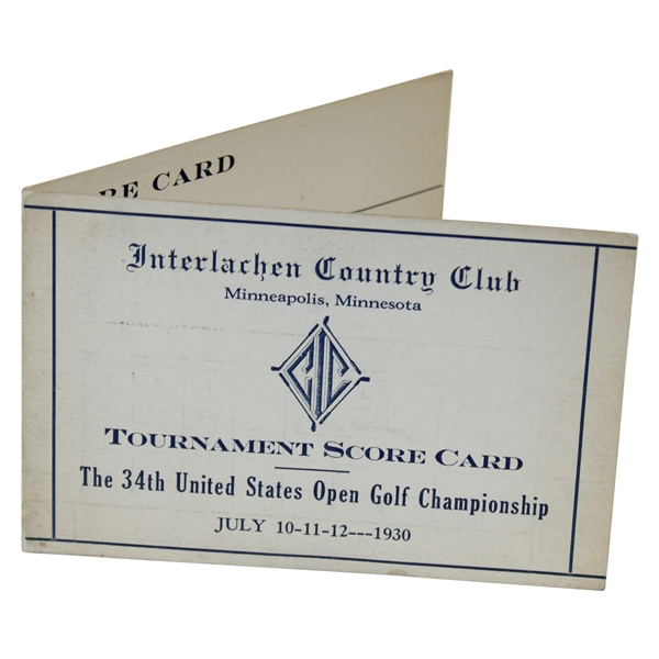 1930 US Open at Interlachen official Scorecard - Bobby Jones Grand Slam