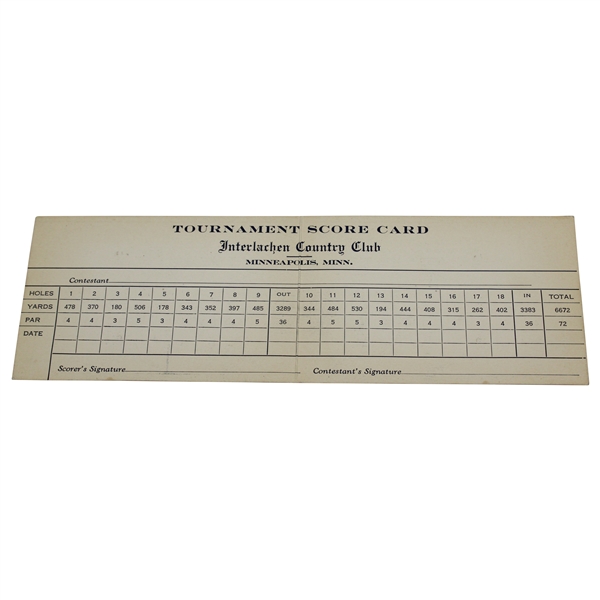 1930 US Open at Interlachen official Scorecard - Bobby Jones Grand Slam