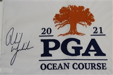 Phil Mickelson Signed 2021 PGA at Kiawah White Embroidered Flag JSA ALOA