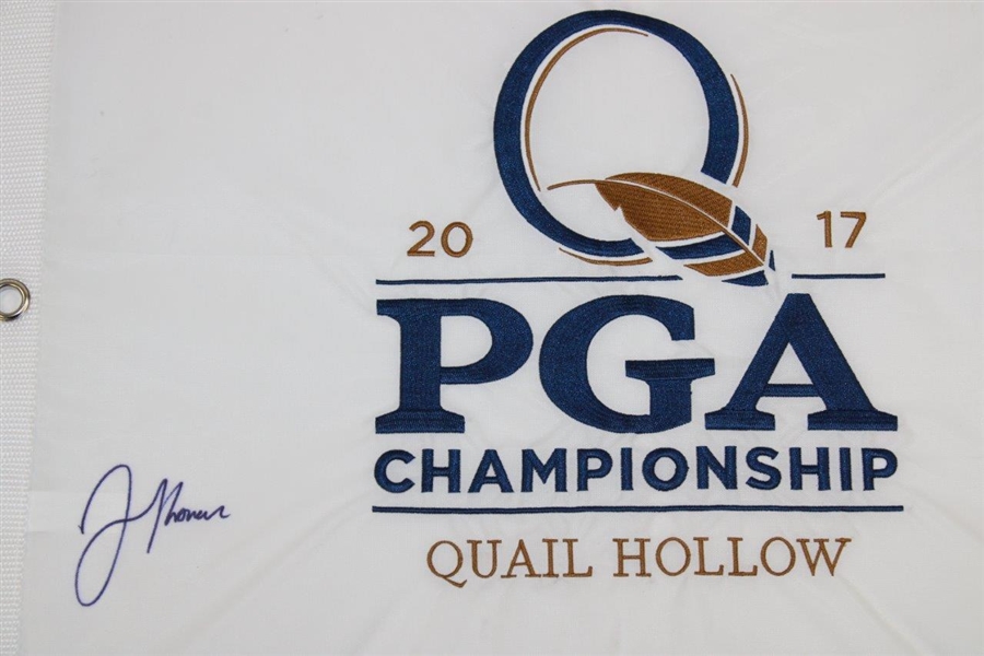 Justin Thomas Signed 2017 PGA at Quail Hollow Fabric Flag JSA ALOA