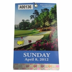 2012 Masters Tournament Sunday Final Rd Ticket #A00136