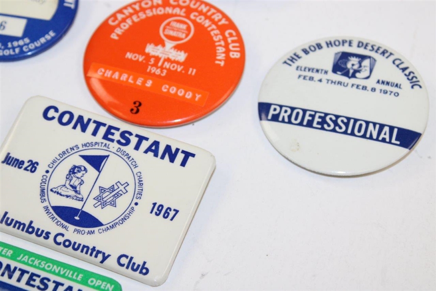 Charles Coody's Six (6) Tournament Contestant Badges Inc. Crosby Pro-Am