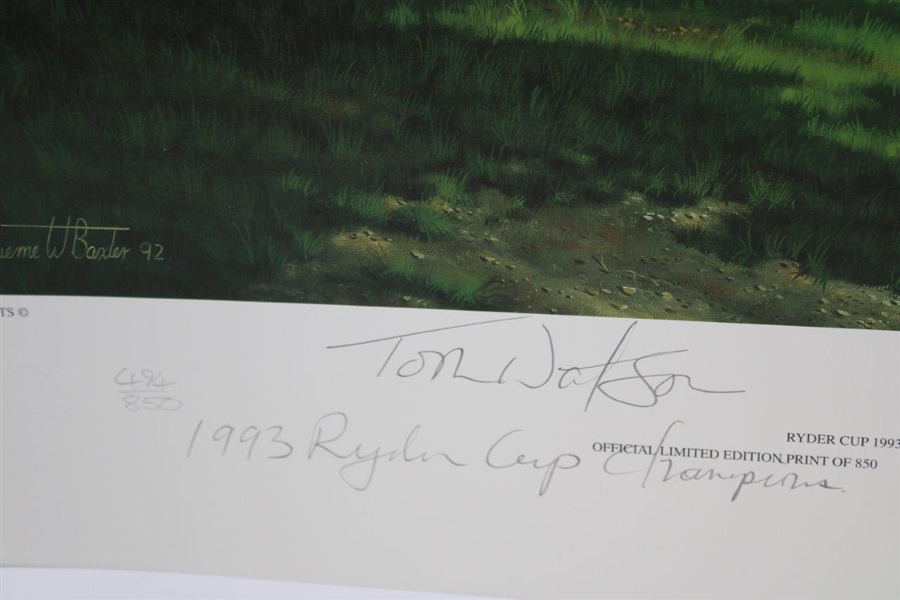 Tom Watson Signed Ltd Ed 1993 Ryder Cup Poster With Champ Notation JSA ALOA