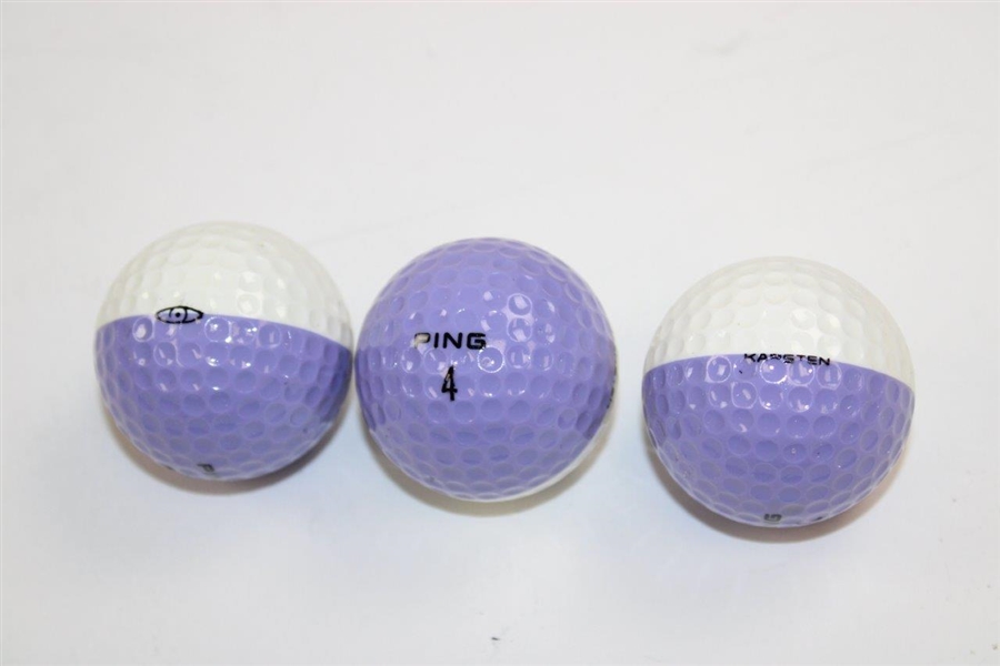 Complete Dozen Ping Eye Karsten White/Purple Golf Balls In Original Box