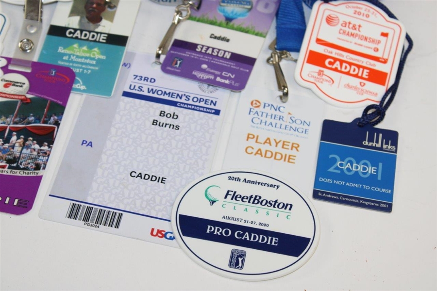 Twelve (12) PGA Tour Champions Tour & Women's US Open Caddie Badges