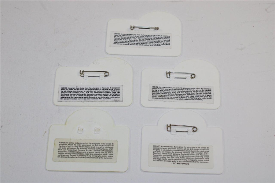 Five (5) Various AT&T Pebble Beach Caddy Badges - 1992-1997