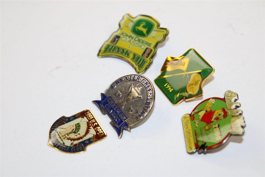 Five (5) Various Pins From Pro Golf Events