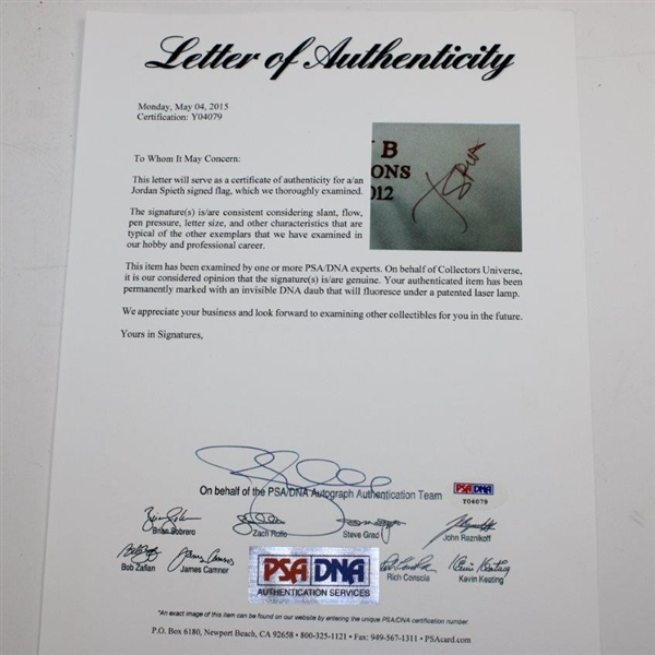 Jordan Spieth Signed Texas Longhorn National Champions Flag PSA/DNA #Y04079