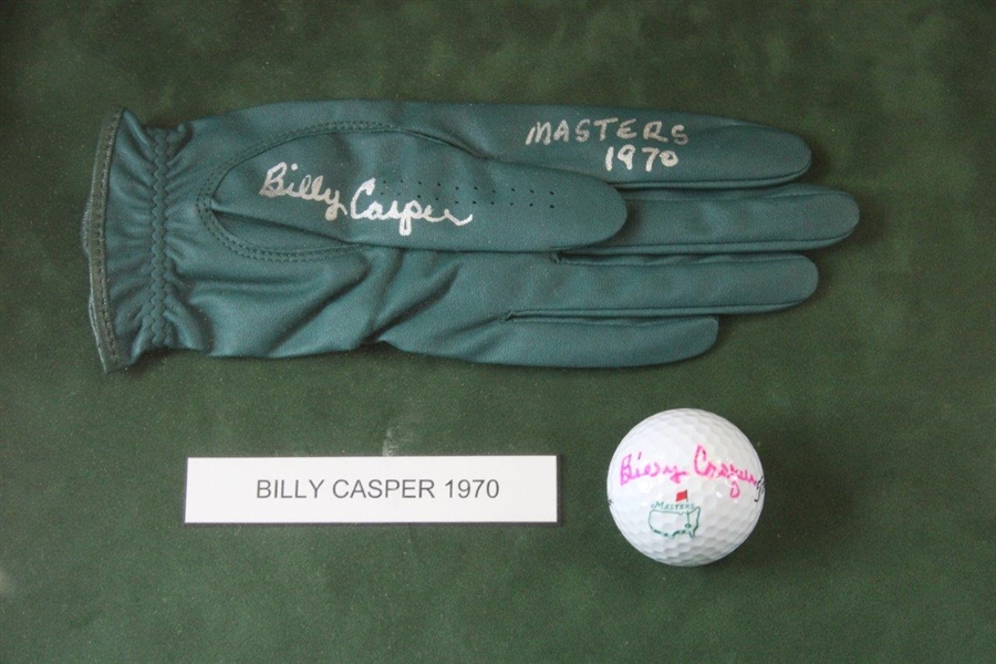 Ten (10) Masters Champs Signed Golf Balls/Gloves - Framed - Doug Sanders Collection JSA ALOA