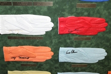 Thirty-Five (35) US Open Champs Signed Golf Gloves - Framed - Doug Sanders Collection JSA ALOA
