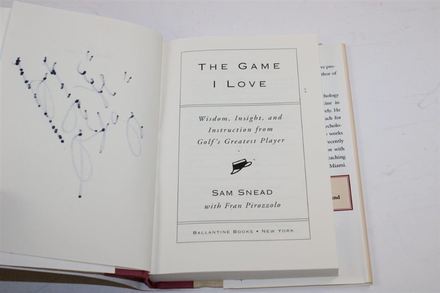 Sam Snead Signed 1997 'The Game I Love' Book by Sam Snead JSA ALOA