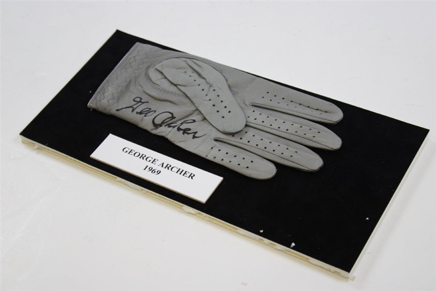 George Archer Signed Golf Glove Display with 1969 Nameplate JSA ALOA