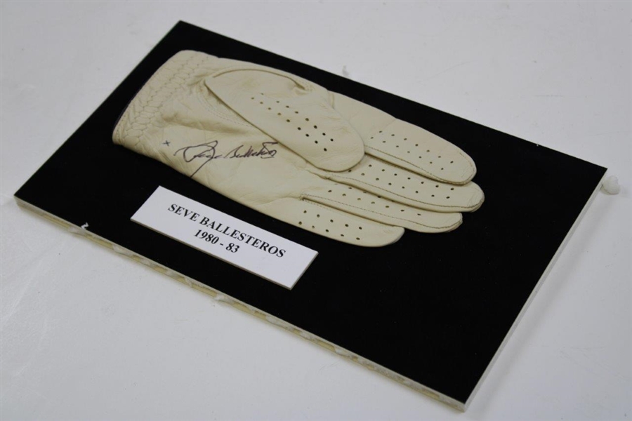 Seve Ballesteros Signed Golf Glove Display with 1980-83 Nameplate JSA ALOA