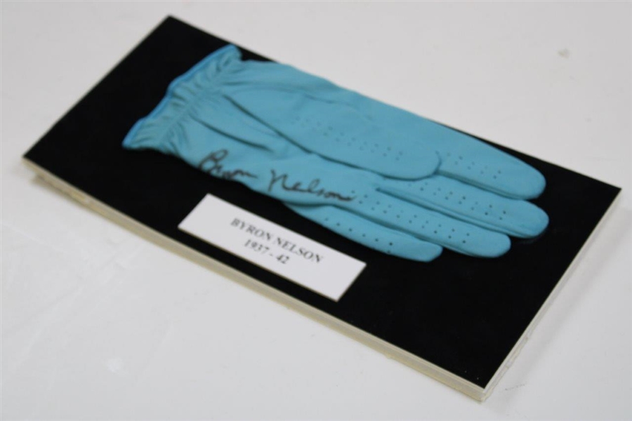 Byron Nelson Signed Golf Glove Display with 1937-42 Nameplate JSA ALOA