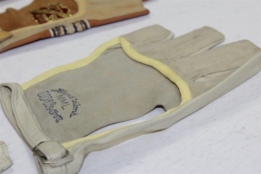Four (4) Vintage Leather ‘Half Glove’ Golf Gloves by Four (4) Makers – Acushnet, Wilson, Pro-Grip, & Spalding