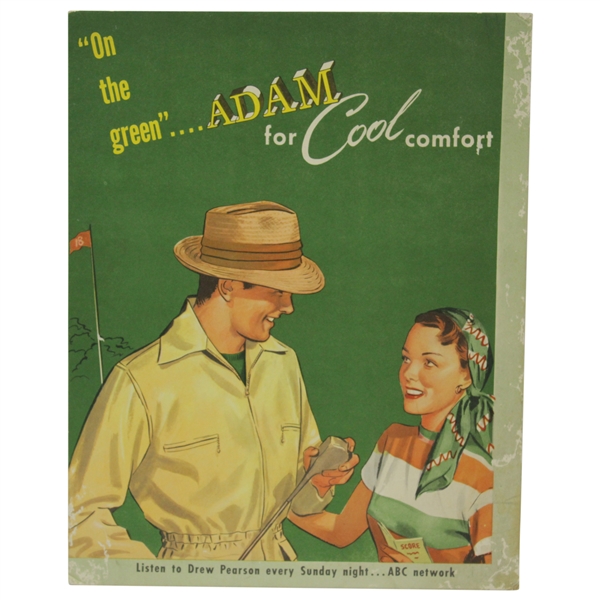 On the green…ADAM for Cool Comfort Vintage Stand Up Display Advertisement 