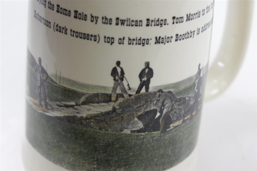 Classic Delano Studios Tom Morris, Allan Robertson, & Major Boothby Swilcan Bridge Ceramic Mug