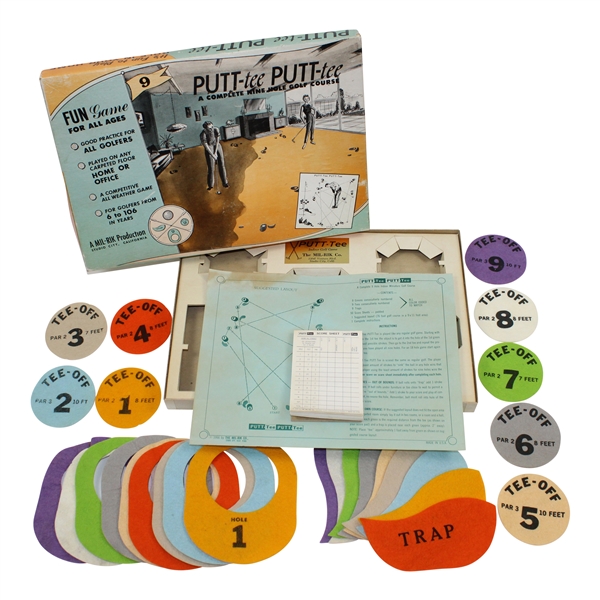 Vintage PUTT-tee PUTT-tee Complete Nine Hole Golf Course Practice Game with Original Box & Contents