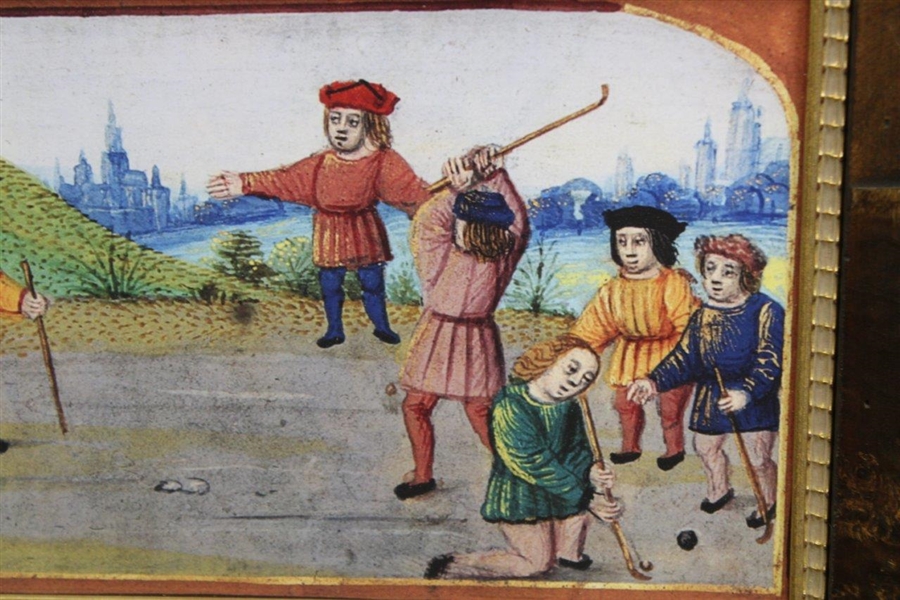 'Golf Book' Colorful Kids at Play Reproduction Flemish 'c.1500' Print - Framed