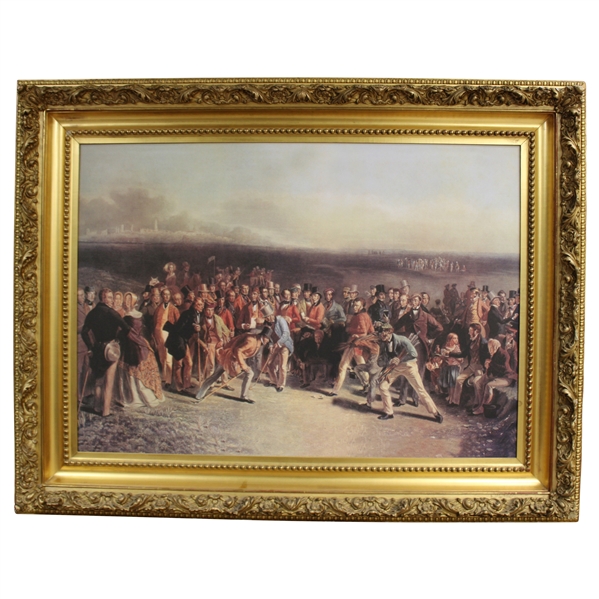 'The Golfers: A Grand Match' Reproduction Canvas Print by Charles Lees - Deluxe Framed