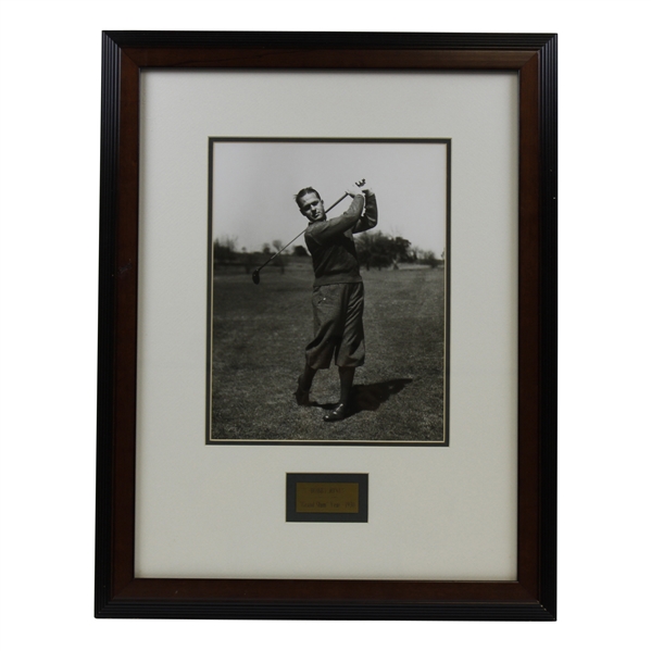 Bobby Jones Follow-Through Pose B&W Photo with Grand Slam Year - 1930 Plate - Framed