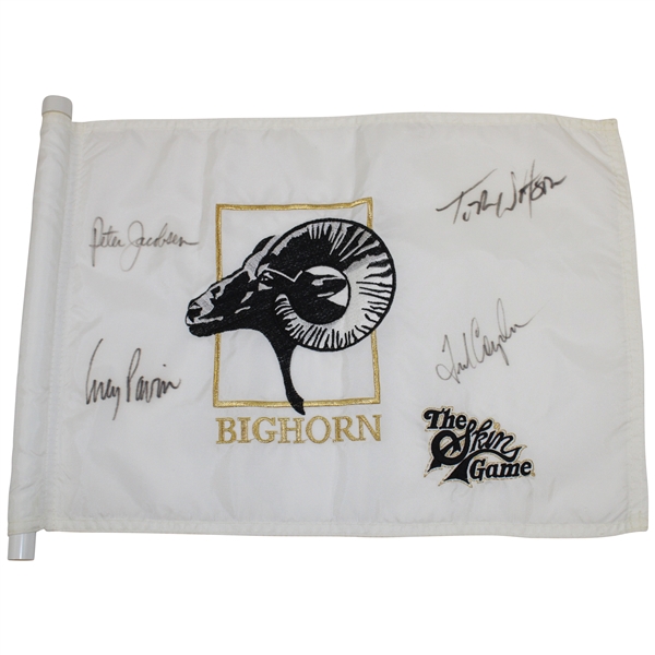Tom Watson, Fred Couples, Jacobsen & Pavin Signed Skins Game at Bighorn Course Flag JSA ALOA